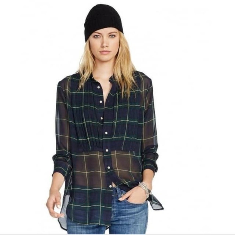 Polo Ralph Lauren Sheer Plaid Blouse
